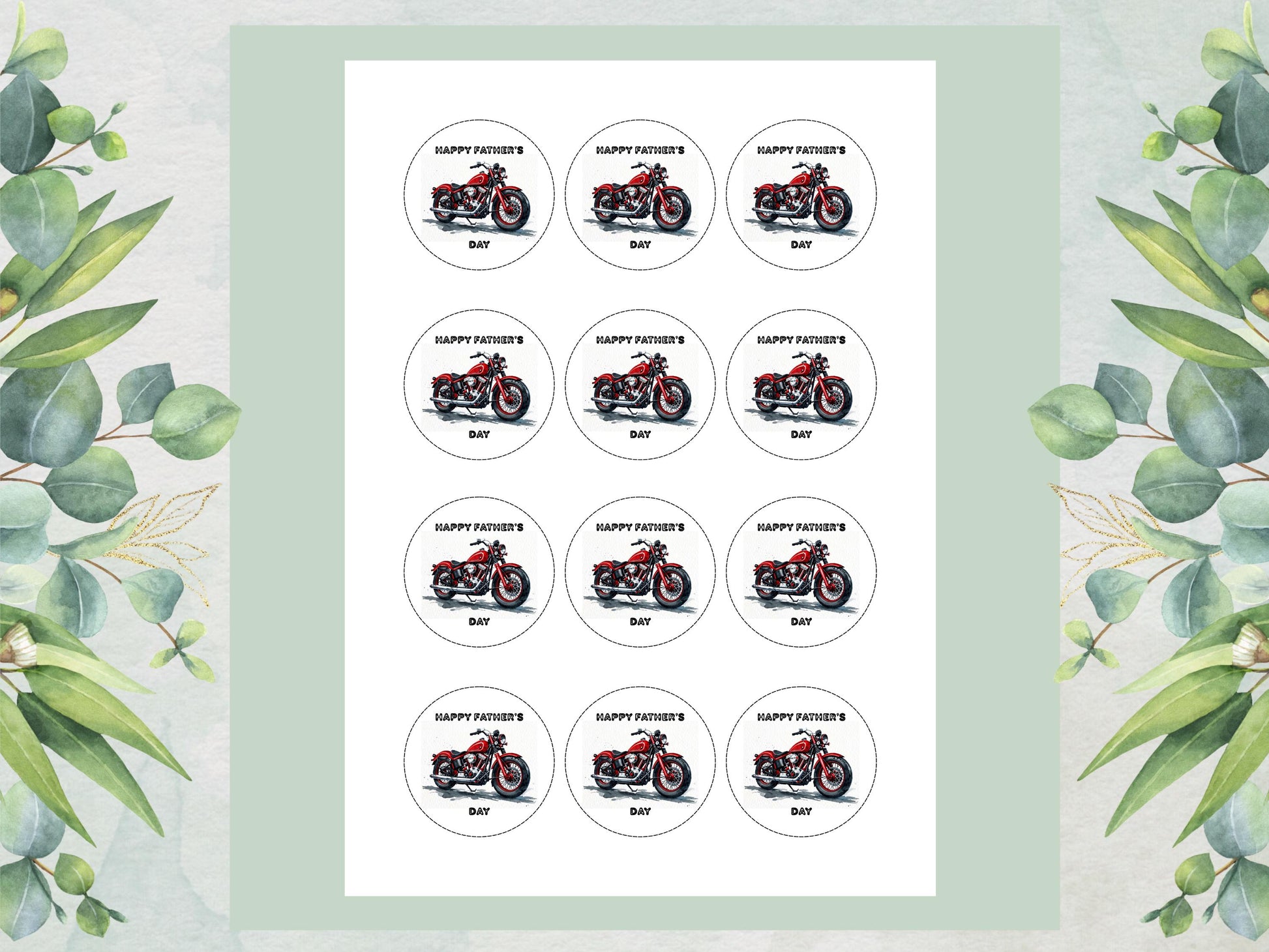 12 x Father's Day Edible Cupcake Toppers – Motorbike Cupcake Toppers