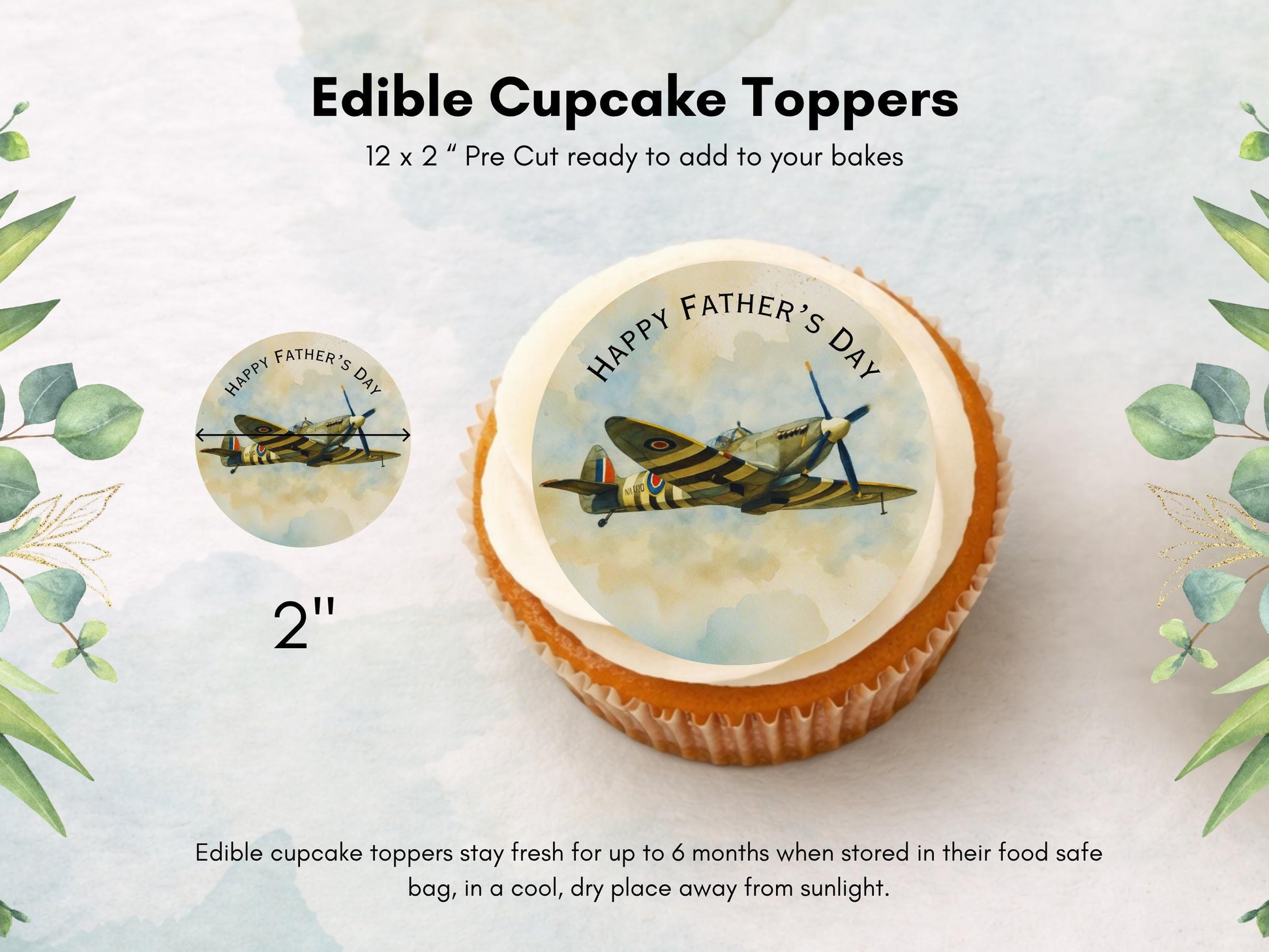 12 Father's Day Spitfire Edible Cupcake Toppers – Aviation Cake Toppers