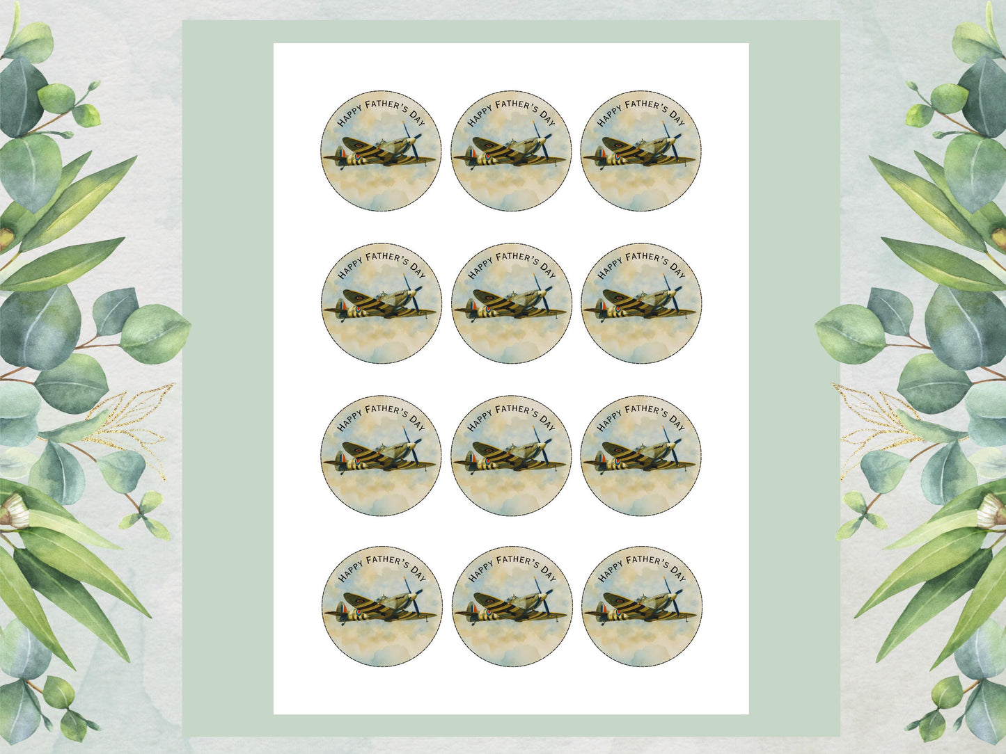 12 Father's Day Spitfire Edible Cupcake Toppers – Aviation Cake Toppers