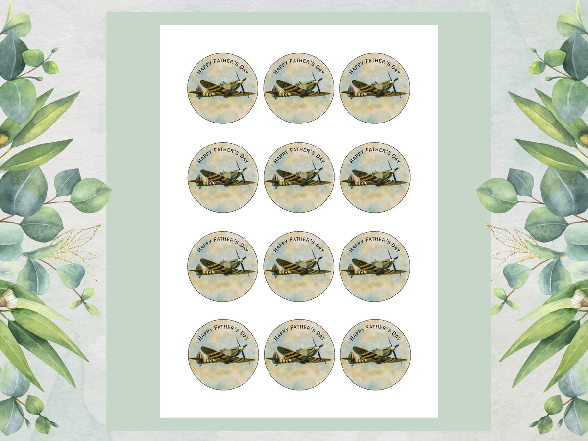 12 Father's Day Spitfire Edible Cupcake Toppers – Aviation Cake Toppers