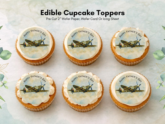 12 Father's Day Spitfire Edible Cupcake Toppers – Aviation Cake Toppers
