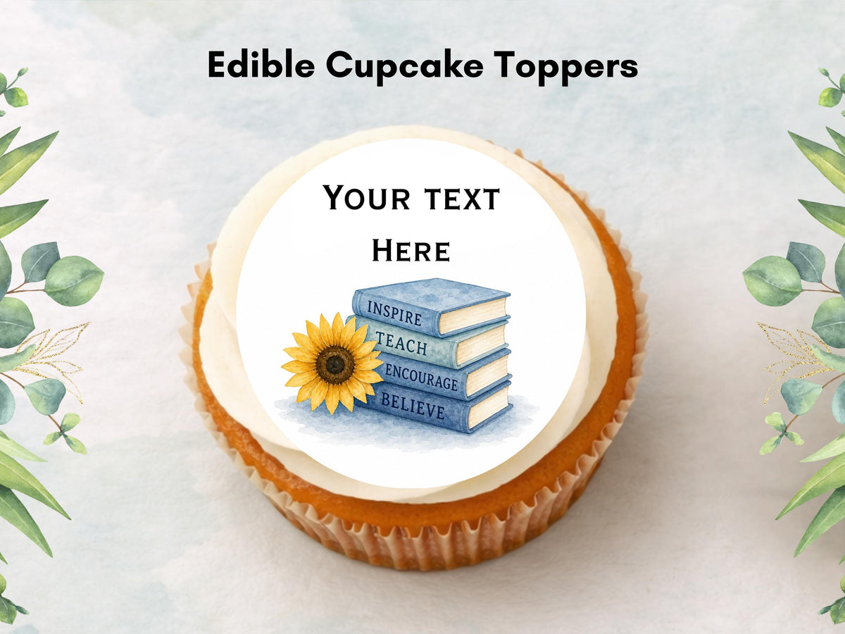 Personalised Teacher Edible Cupcake Toppers 12 x 2" – Custom Teacher gift