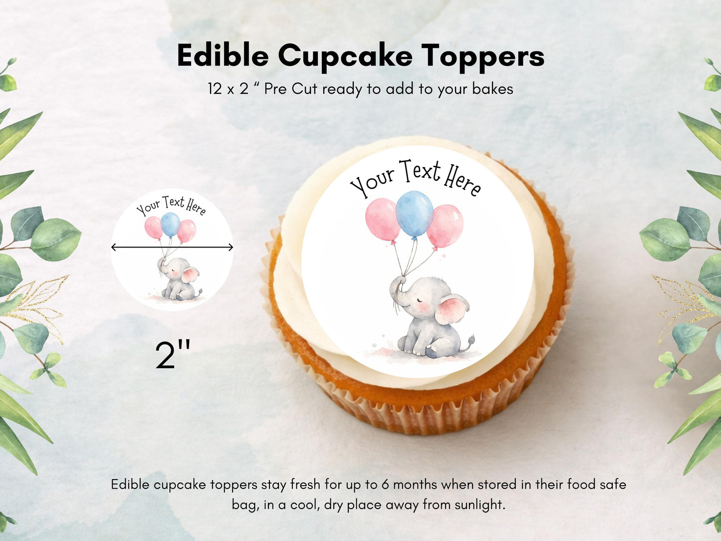 Personalised Baby Shower Edible Cupcake Toppers – Baby Cake Decoration