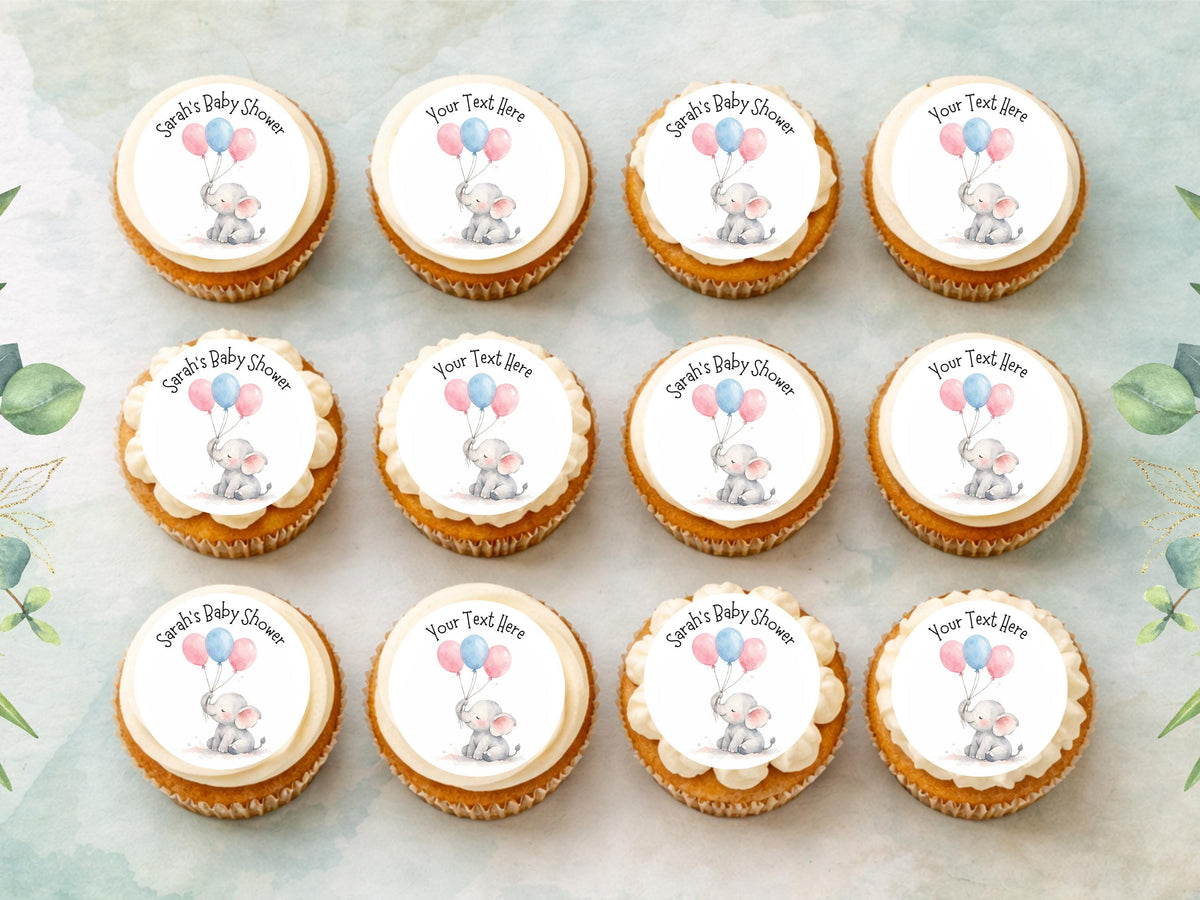 Personalised Baby Shower Edible Cupcake Toppers – Baby Cake Decoration
