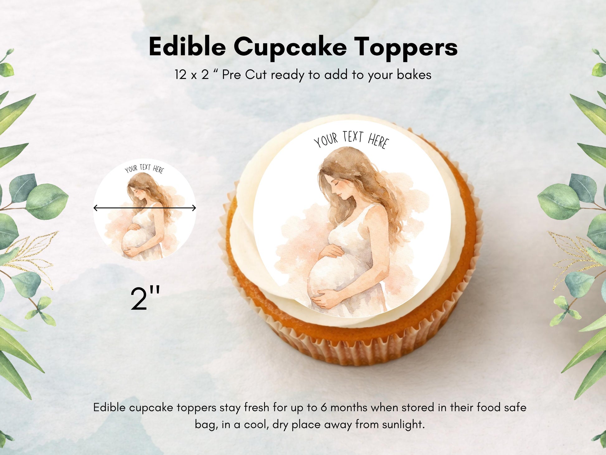 Personalised Baby Shower Edible Cupcake Toppers – Baby Cake Decoration