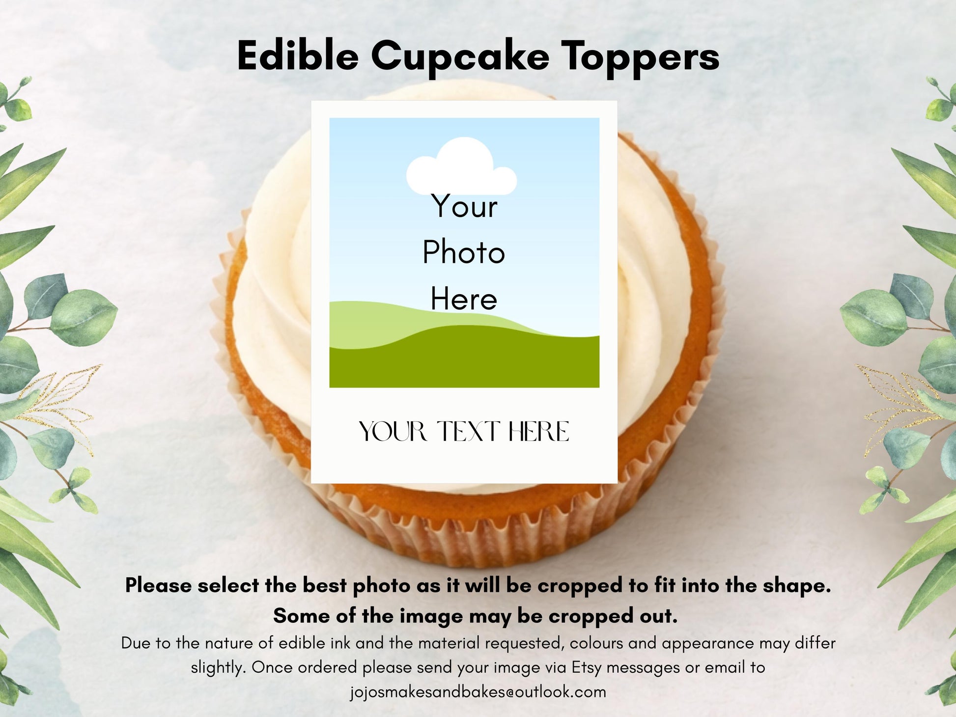 12 x Personalised Polaroid Edible Cupcake Toppers, Personalised images for cakes