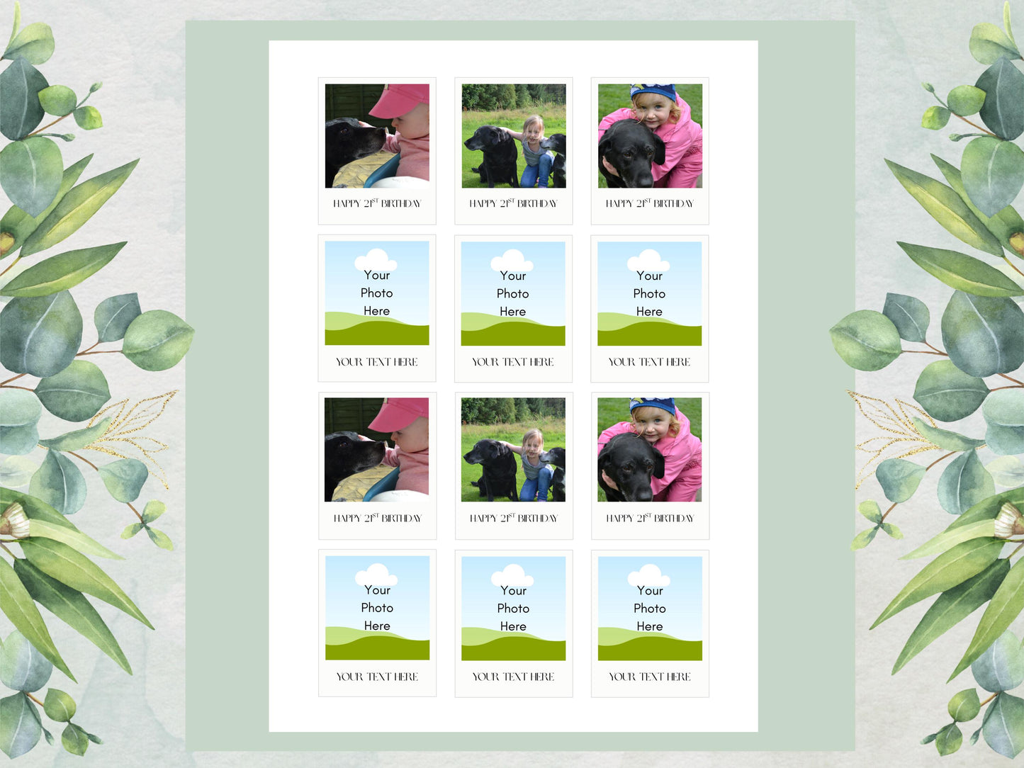 12 x Personalised Polaroid Edible Cupcake Toppers, Personalised images for cakes