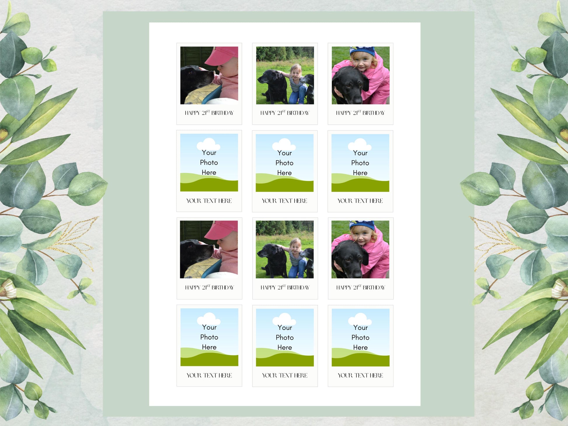 12 x Personalised Polaroid Edible Cupcake Toppers, Personalised images for cakes