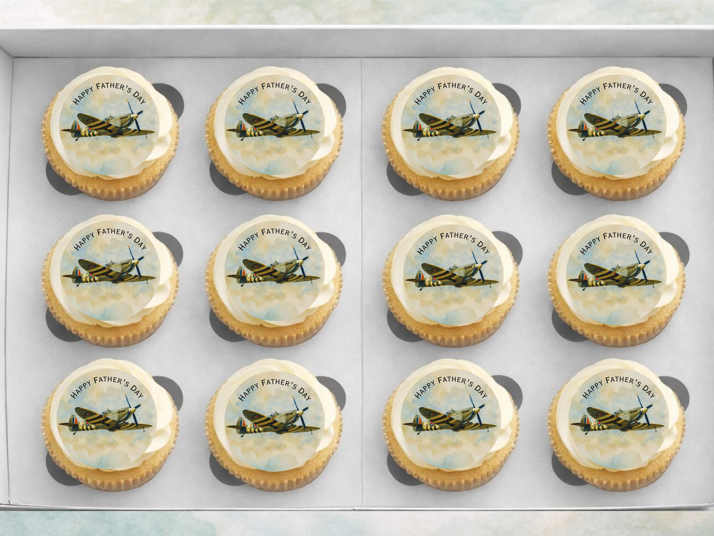 12 Father's Day Spitfire Edible Cupcake Toppers – Aviation Cake Toppers