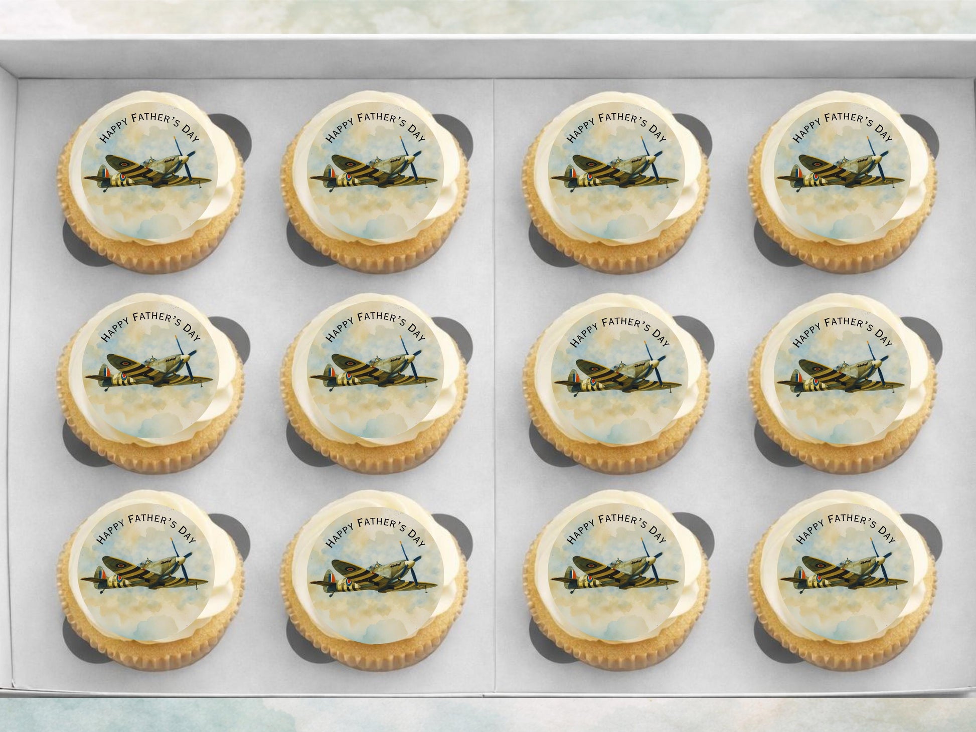 12 Father's Day Spitfire Edible Cupcake Toppers – Aviation Cake Toppers