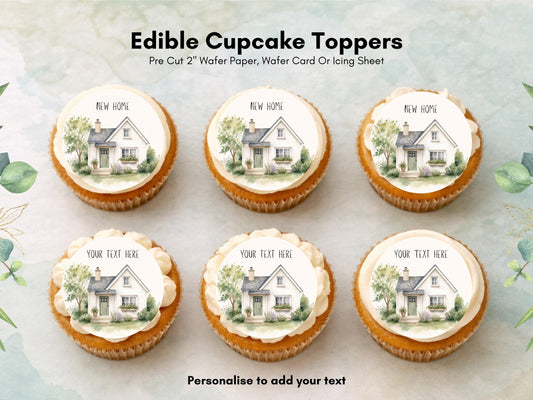 Personalised New Home Edible Cupcake Toppers – Edible Wafer Paper, 12 x 2"