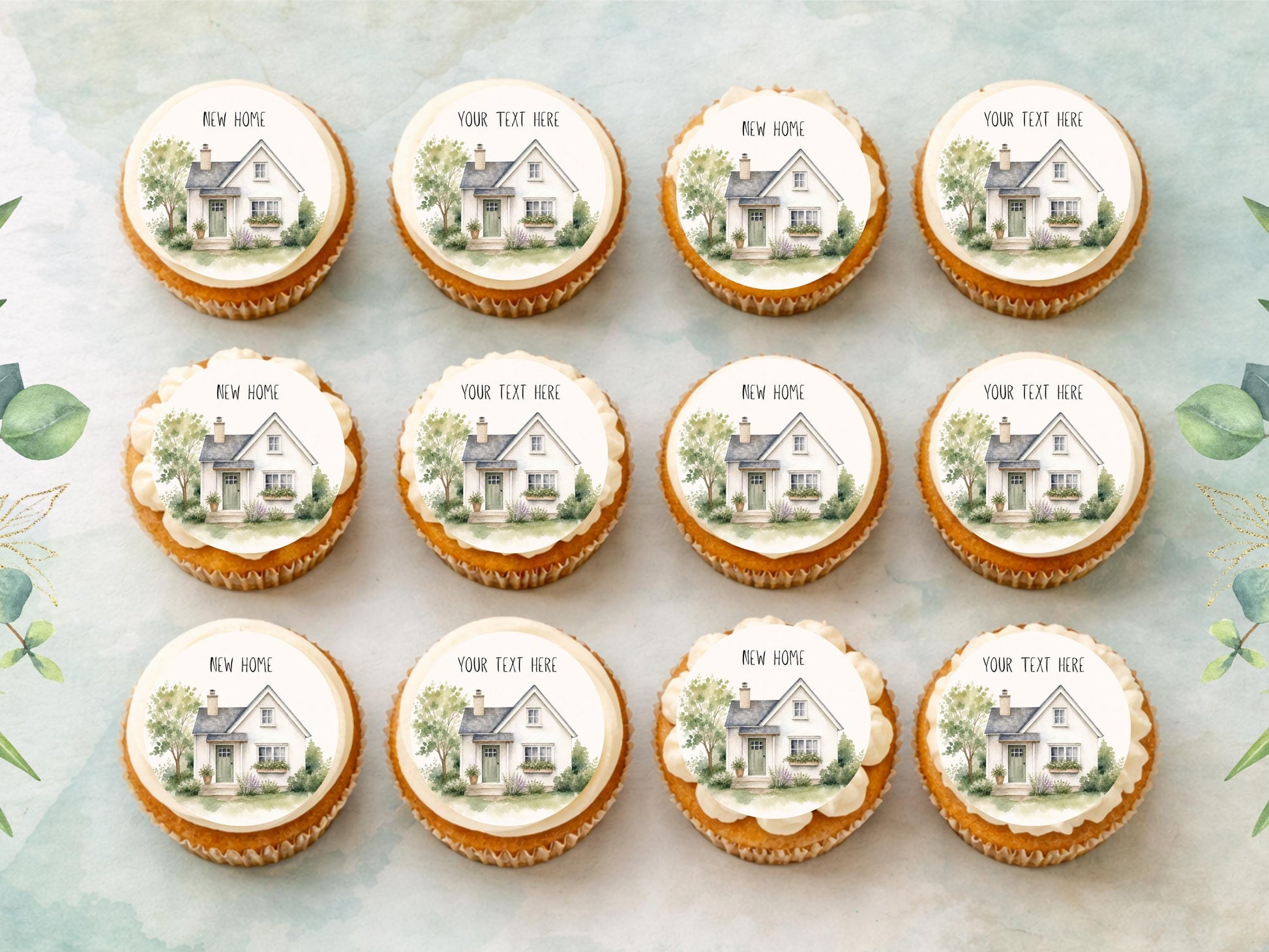 Personalised New Home Edible Cupcake Toppers – Edible Wafer Paper, 12 x 2"