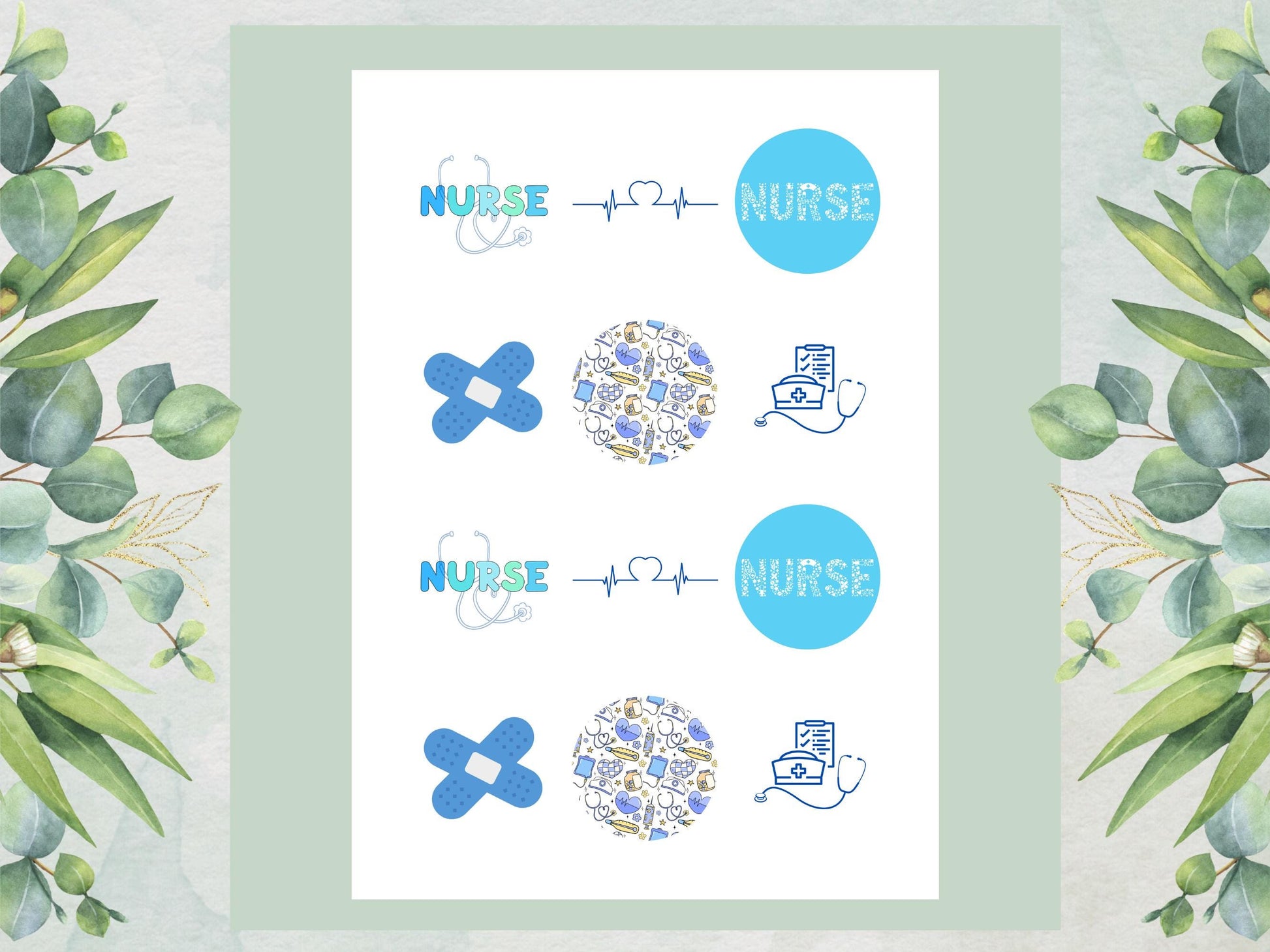 Nurse Theme Edible Cupcake Toppers – 12 x 2" Wafer Paper, Card or Icing Sheet