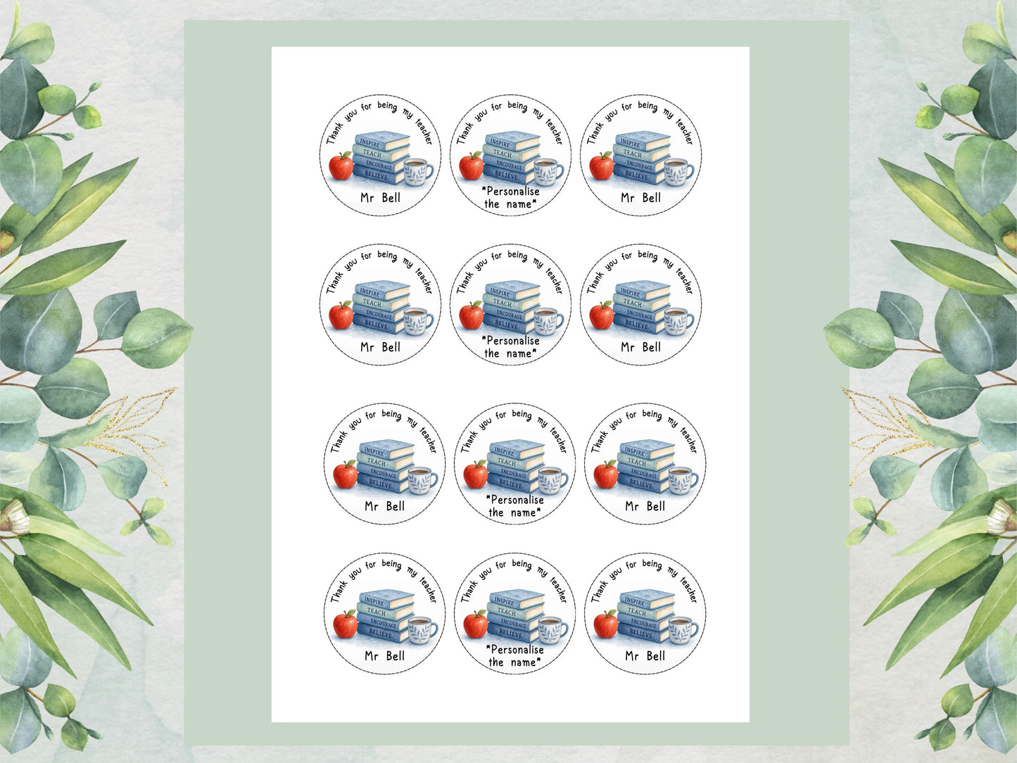 Personalised Teacher Edible Cupcake Toppers – Custom Teacher gift