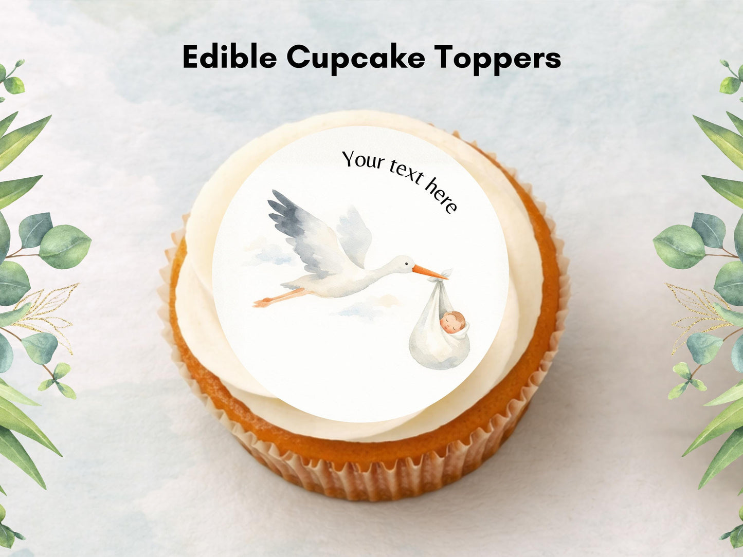 Personalised Baby Shower Edible Cupcake Toppers – Baby Cake Decoration
