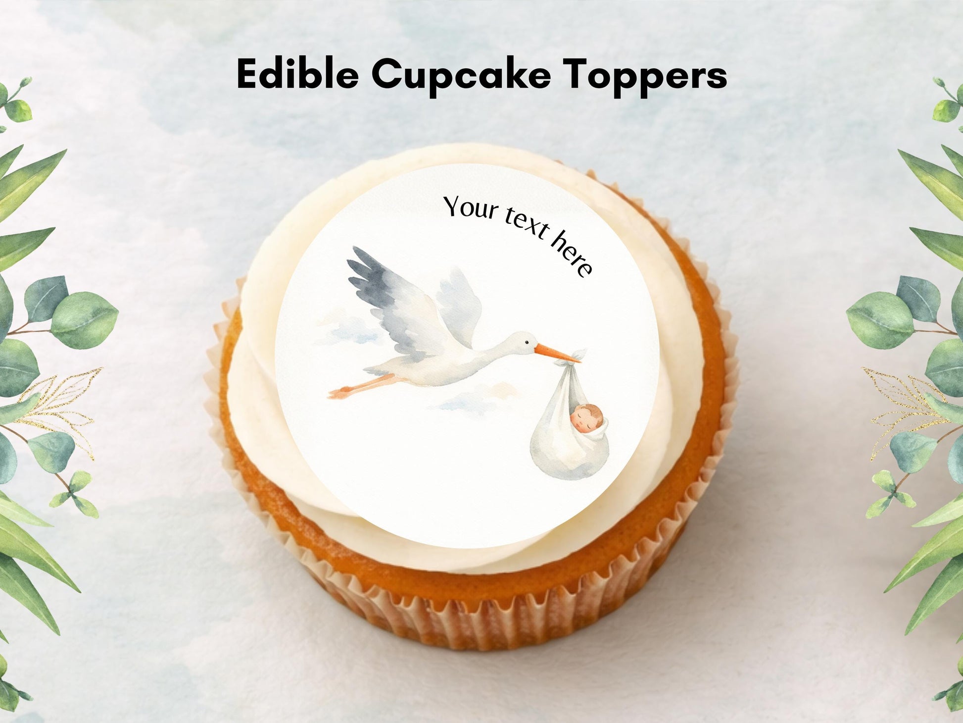 Personalised Baby Shower Edible Cupcake Toppers – Baby Cake Decoration