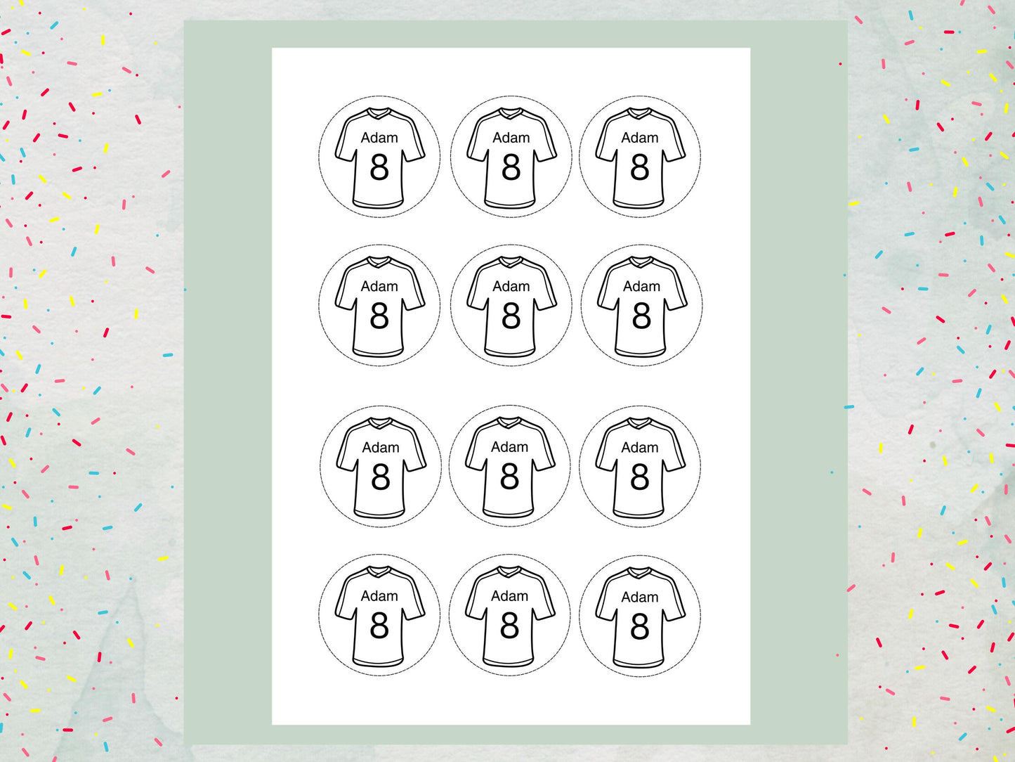 Personalised Football Shirt Edible Cupcake Toppers - Soccer Cake Decorations (12 x 2" Pre cut)