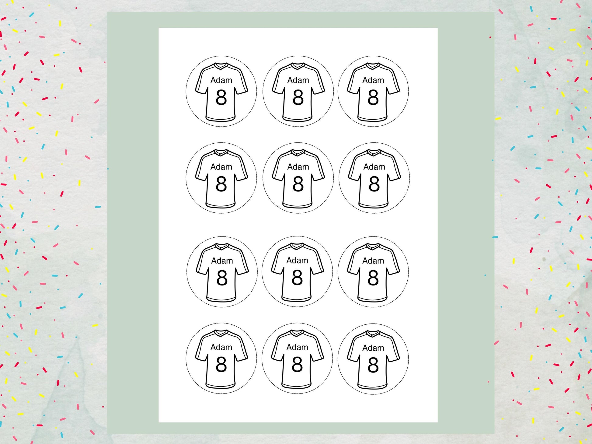 Personalised Football Shirt Edible Cupcake Toppers - Soccer Cake Decorations (12 x 2" Pre cut)