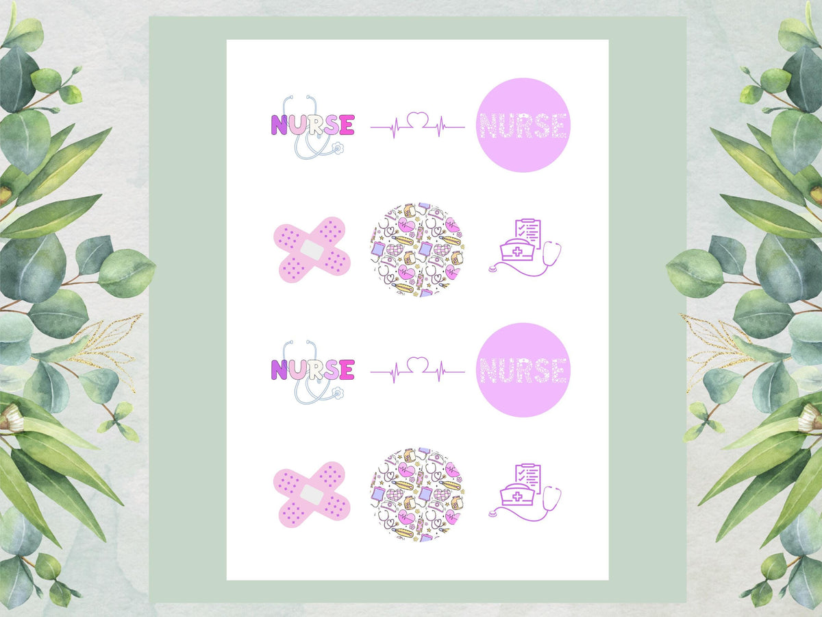 Nurse Theme Edible Cupcake Toppers – 12 x 2" Wafer Paper, Card or Icing Sheet