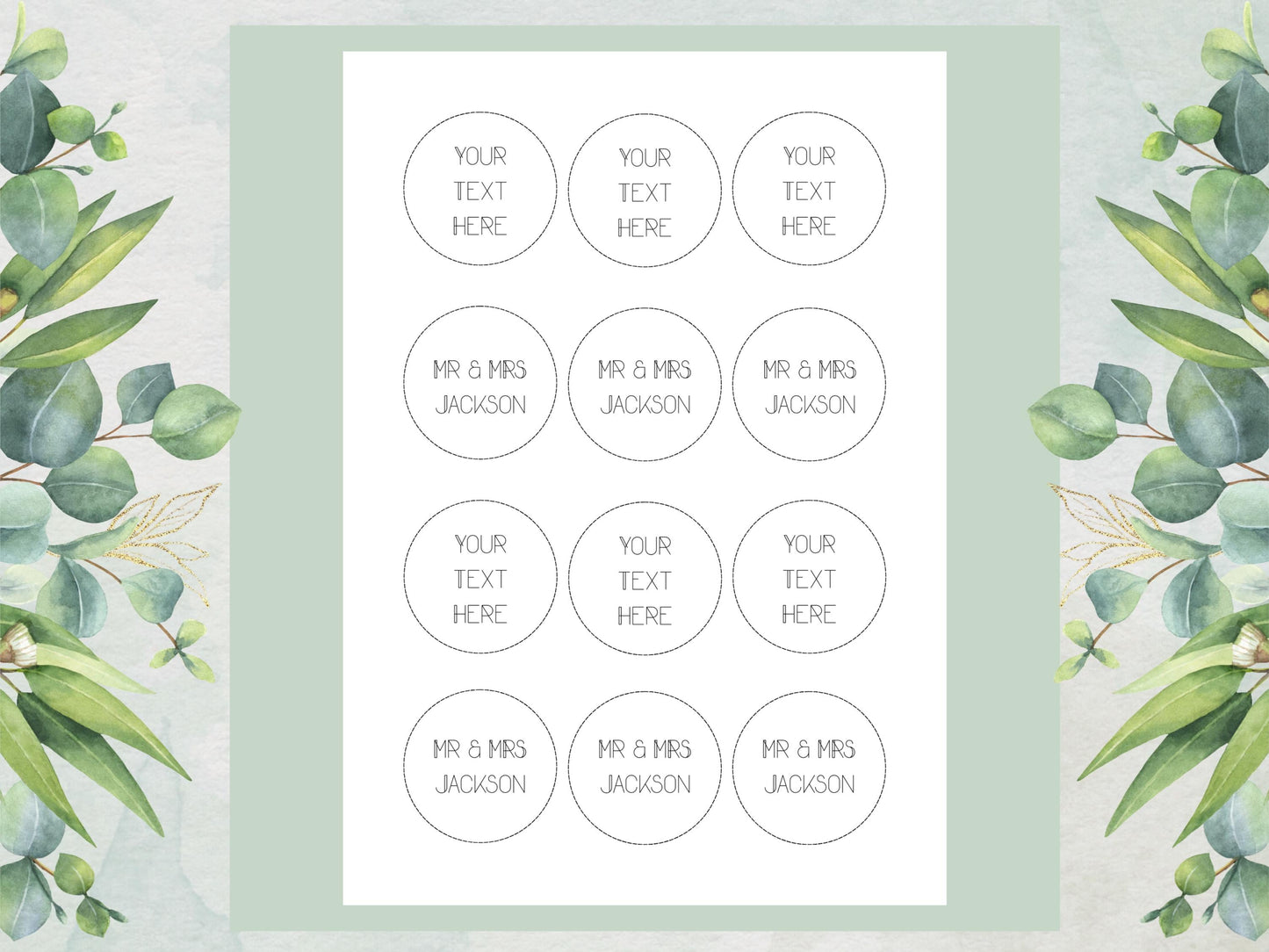 Personalized Wedding Cupcake Toppers – Edible Wafer Paper, 12 x 2"