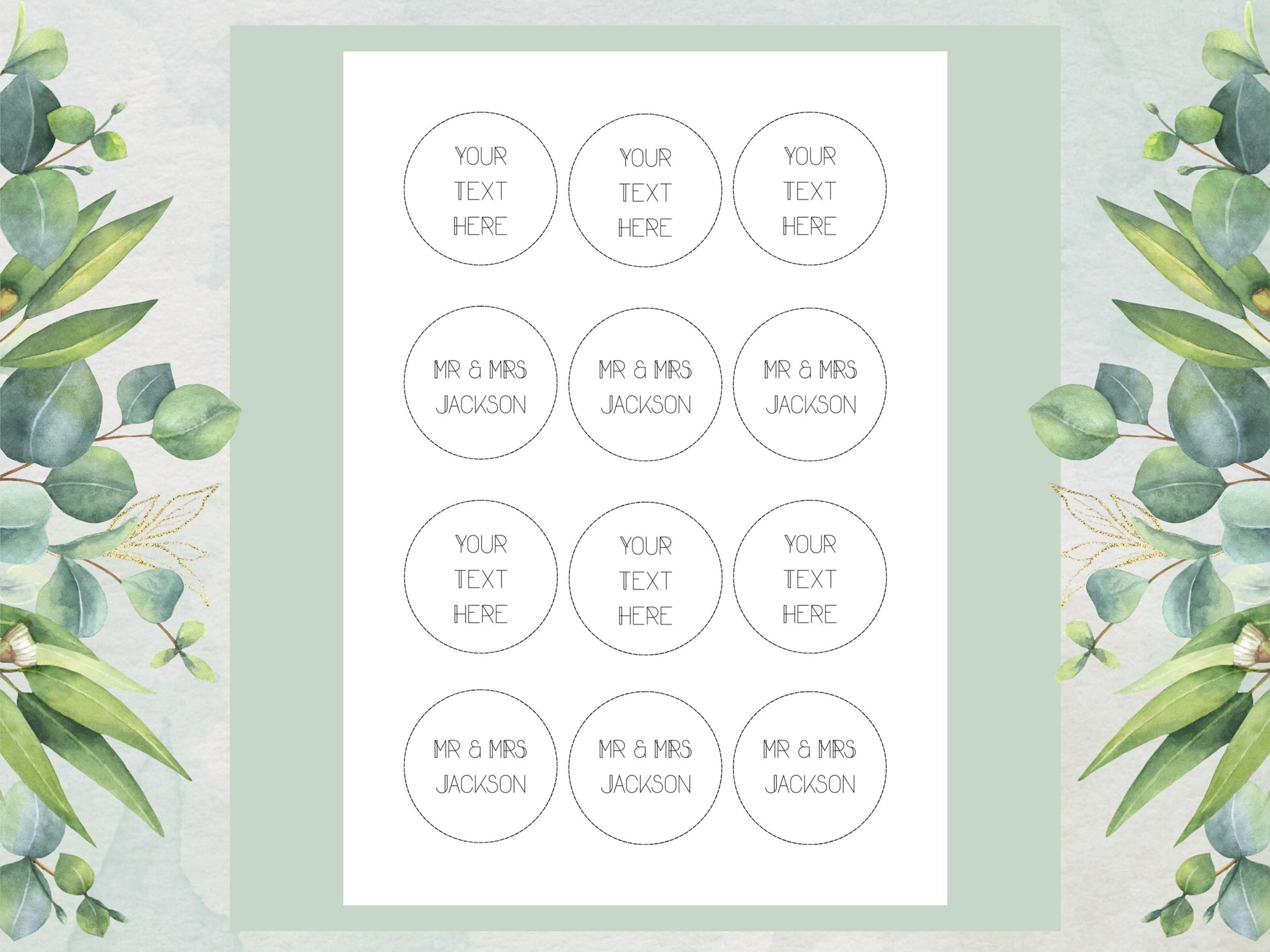 Personalized Wedding Cupcake Toppers – Edible Wafer Paper, 12 x 2"