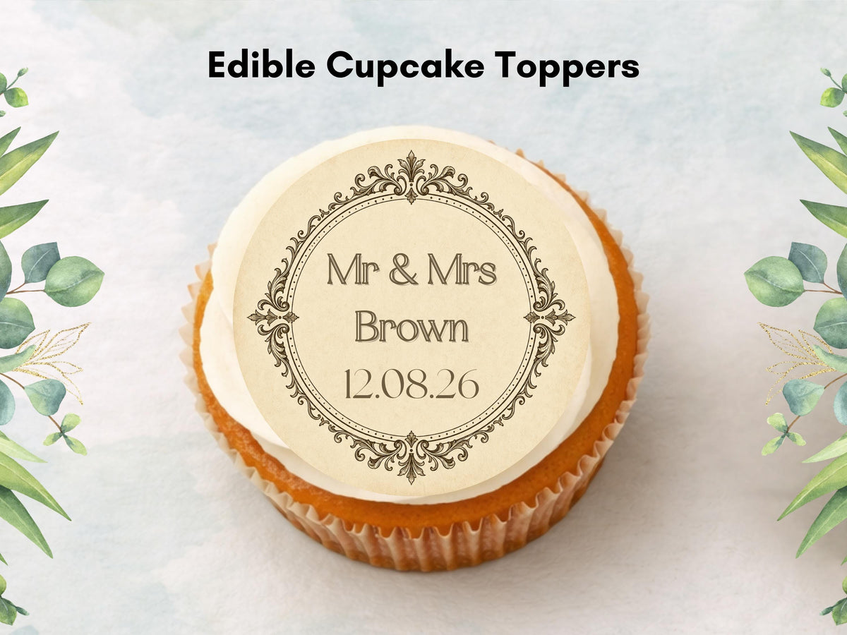 Personalised Wedding Cupcake Toppers – Custom Engagement Cake Decorations 12 x 2"