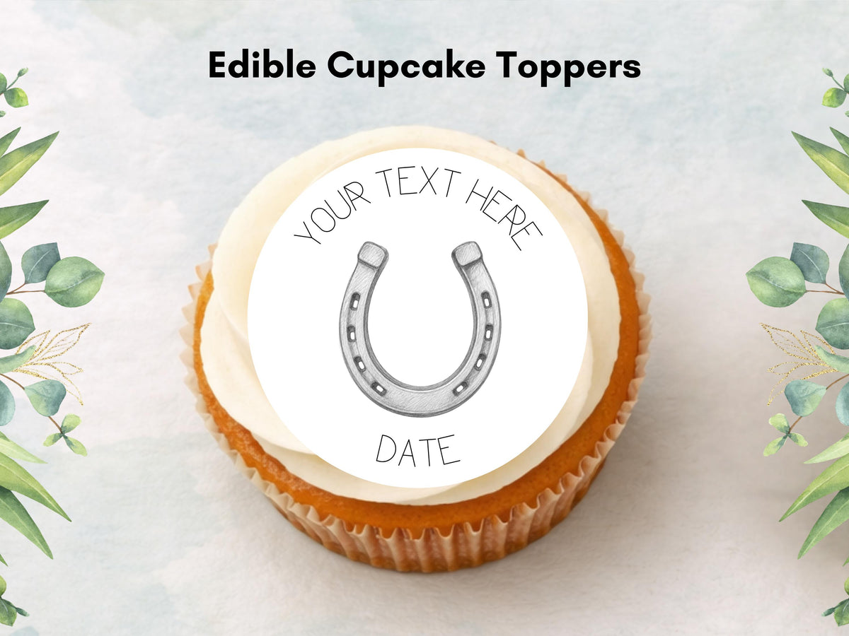 Personalised Wedding Cupcake Toppers – Custom Horse Shoe Cake Decorations 12 x 2"