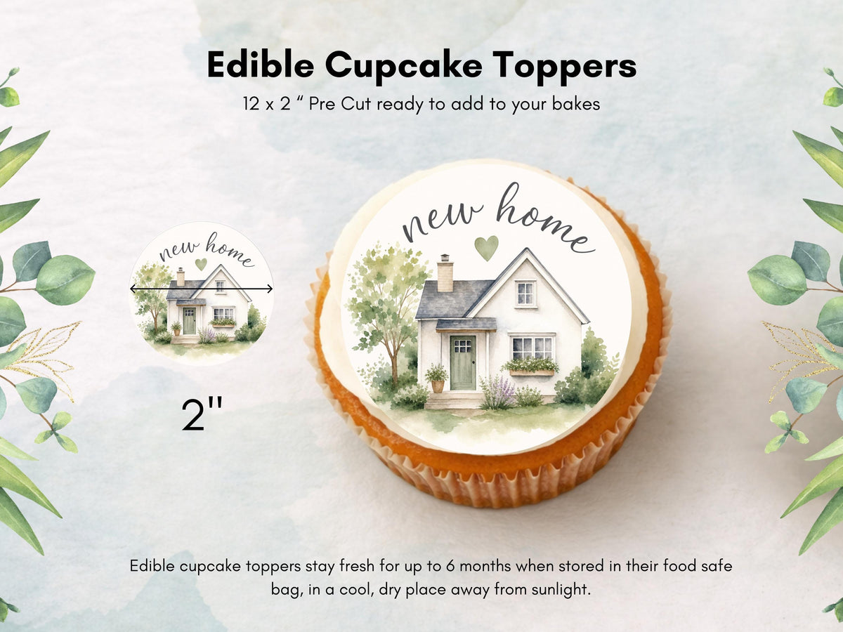 New Home Edible Cupcake Toppers – Edible Wafer Paper, 12 x 2"