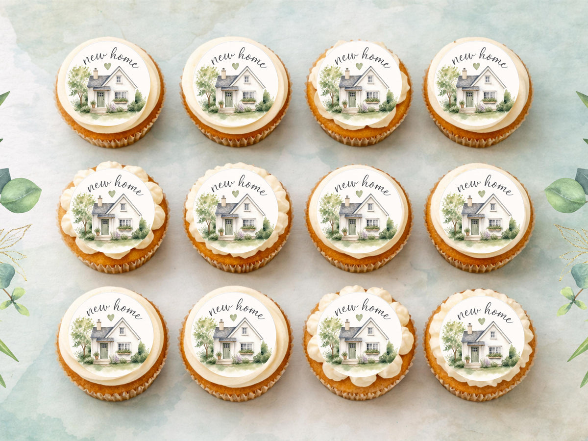 New Home Edible Cupcake Toppers – Edible Wafer Paper, 12 x 2"