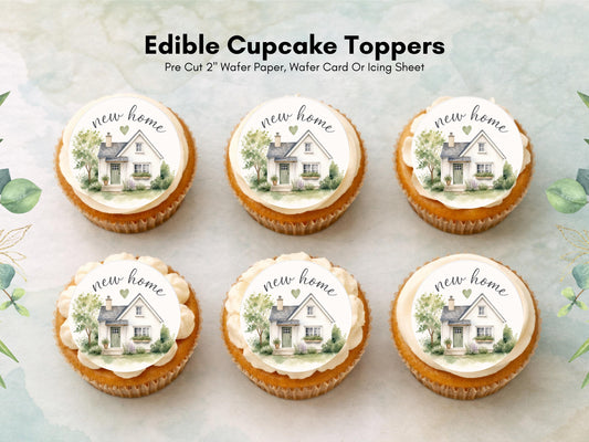 New Home Edible Cupcake Toppers – Edible Wafer Paper, 12 x 2"