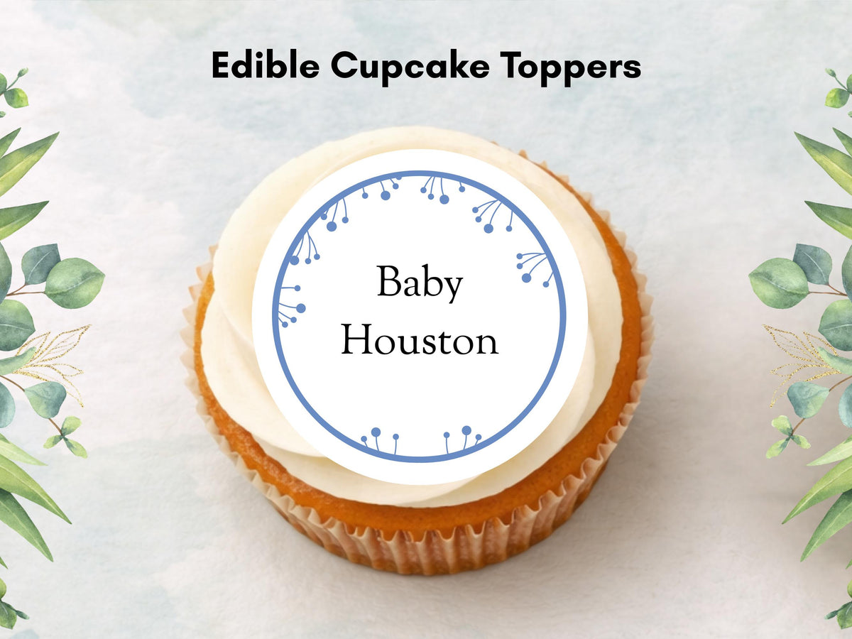 Personalised Gender Reveal Edible Cupcake Toppers: Pink & Blue Cake Decorations