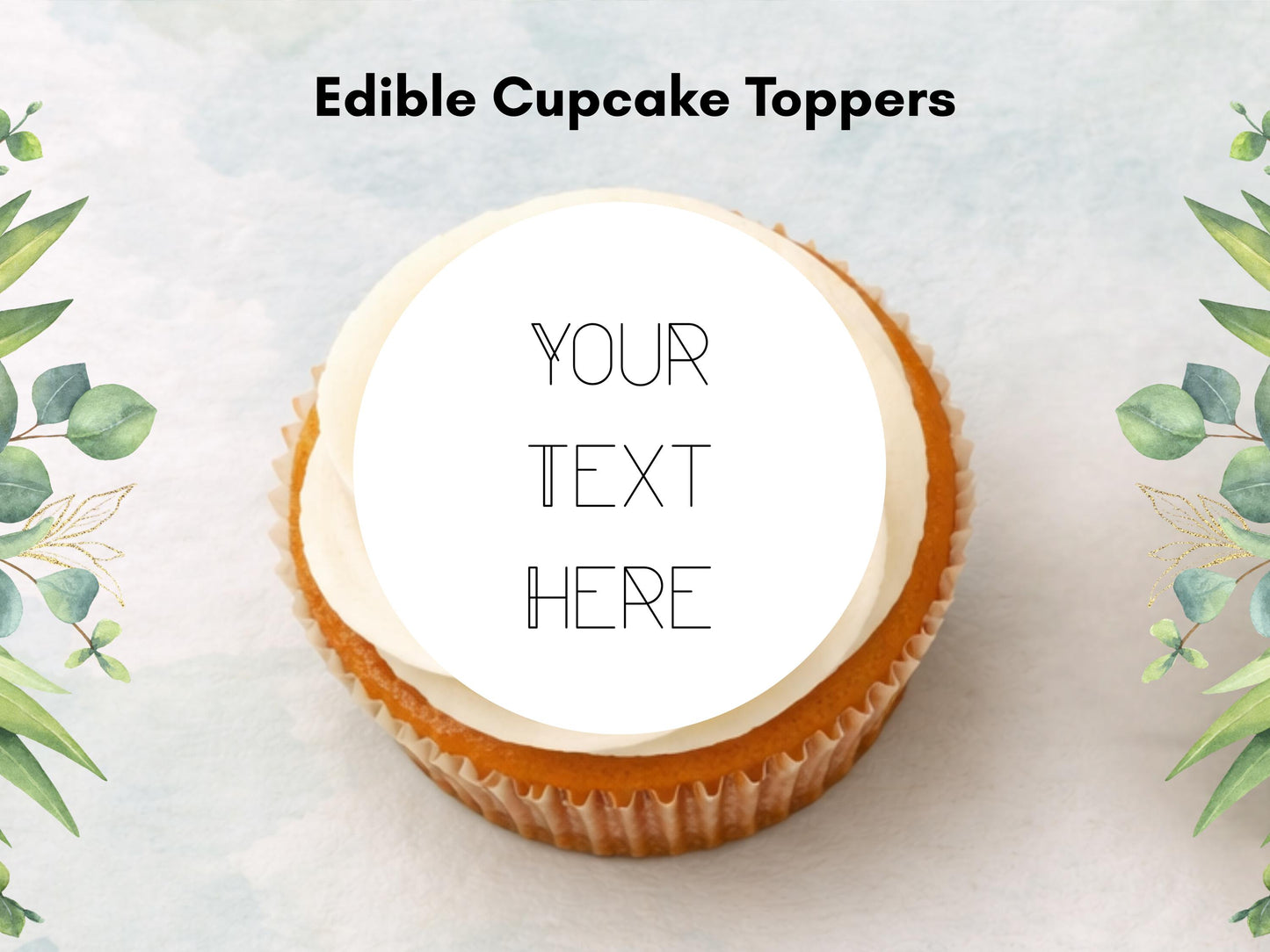 Personalized Wedding Cupcake Toppers – Edible Wafer Paper, 12 x 2"