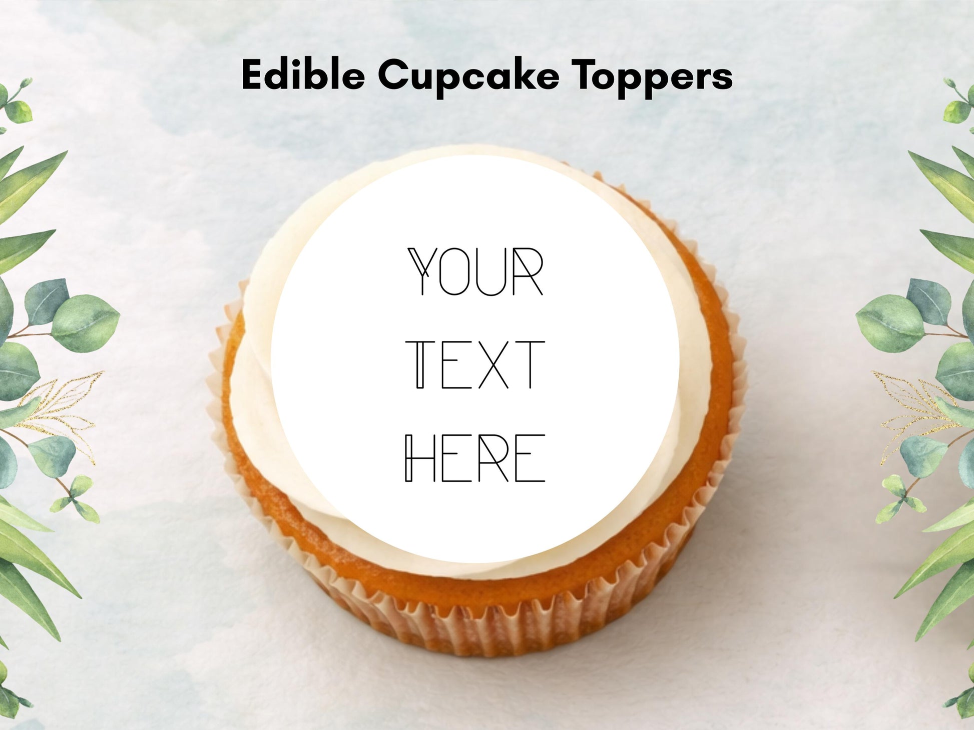 Personalized Wedding Cupcake Toppers – Edible Wafer Paper, 12 x 2"