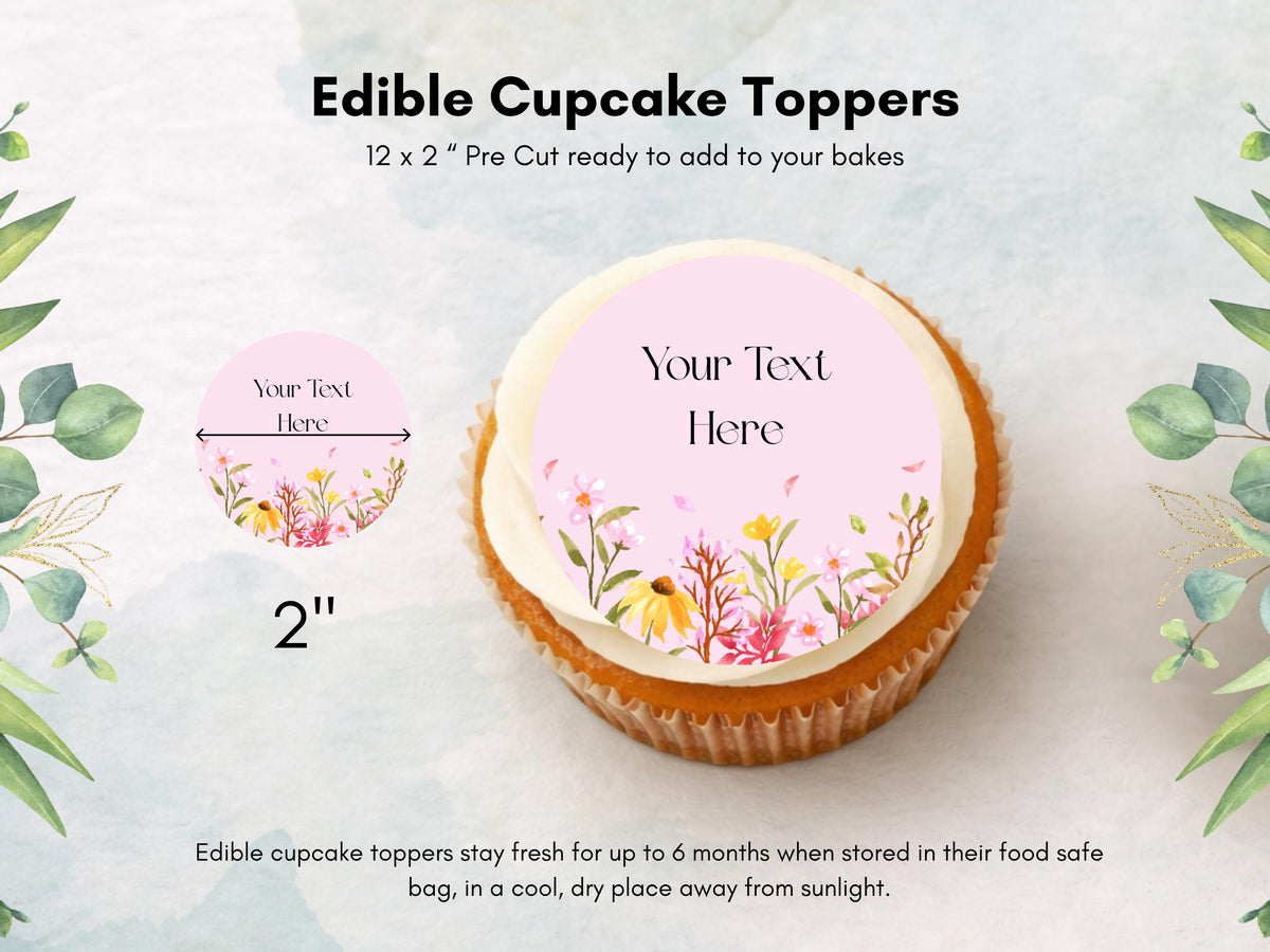 Personalised Edible Cupcake Toppers – Baby Shower Cake Decorations 12 x 2"