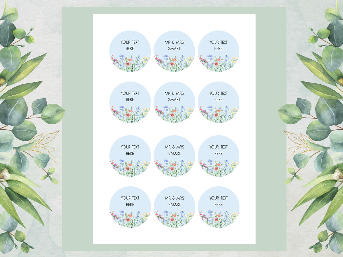 Personalised Floral Wedding Cupcake Toppers – Edible Wafer Paper, Icing Sheet 12 x 2"