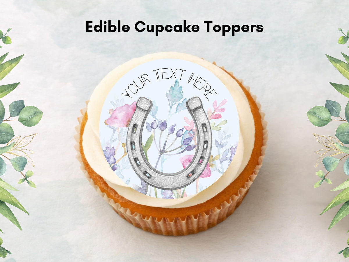 Personalised Wedding Cupcake Toppers – Custom Horse Shoe Cake Decorations 12 x 2"
